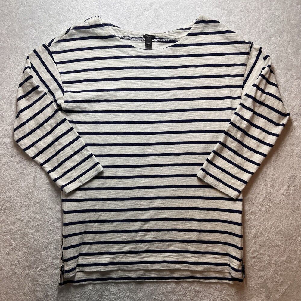 J.Crew Women’s Navy & White Knit Boatneck Top Size XXS Nautical Coastal